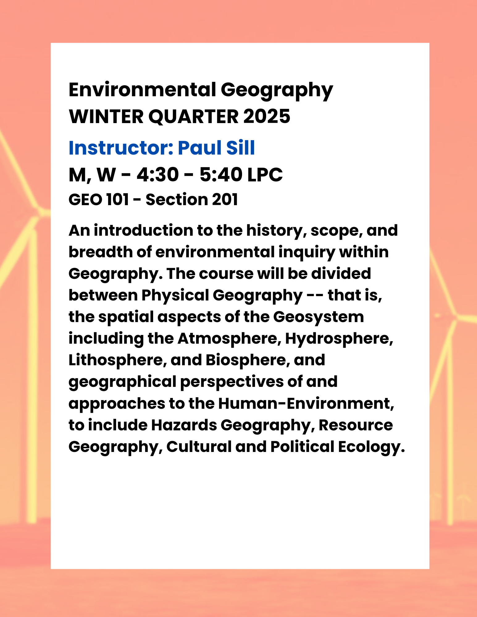 Geography and GIS Winter quarter 2025 Courses